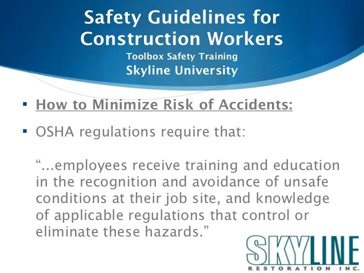 Construction safety guidelines for workers